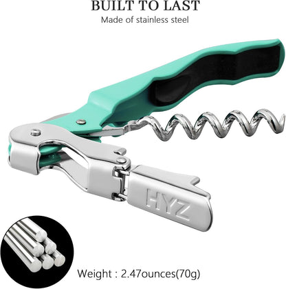HYZ 2-Pack Wine Opener Waiter Corkscrew, Professional Wine Key for Servers, Bartender, with Foil Cutter, Manual Wine Bottle Opener Double Hinged (Black)