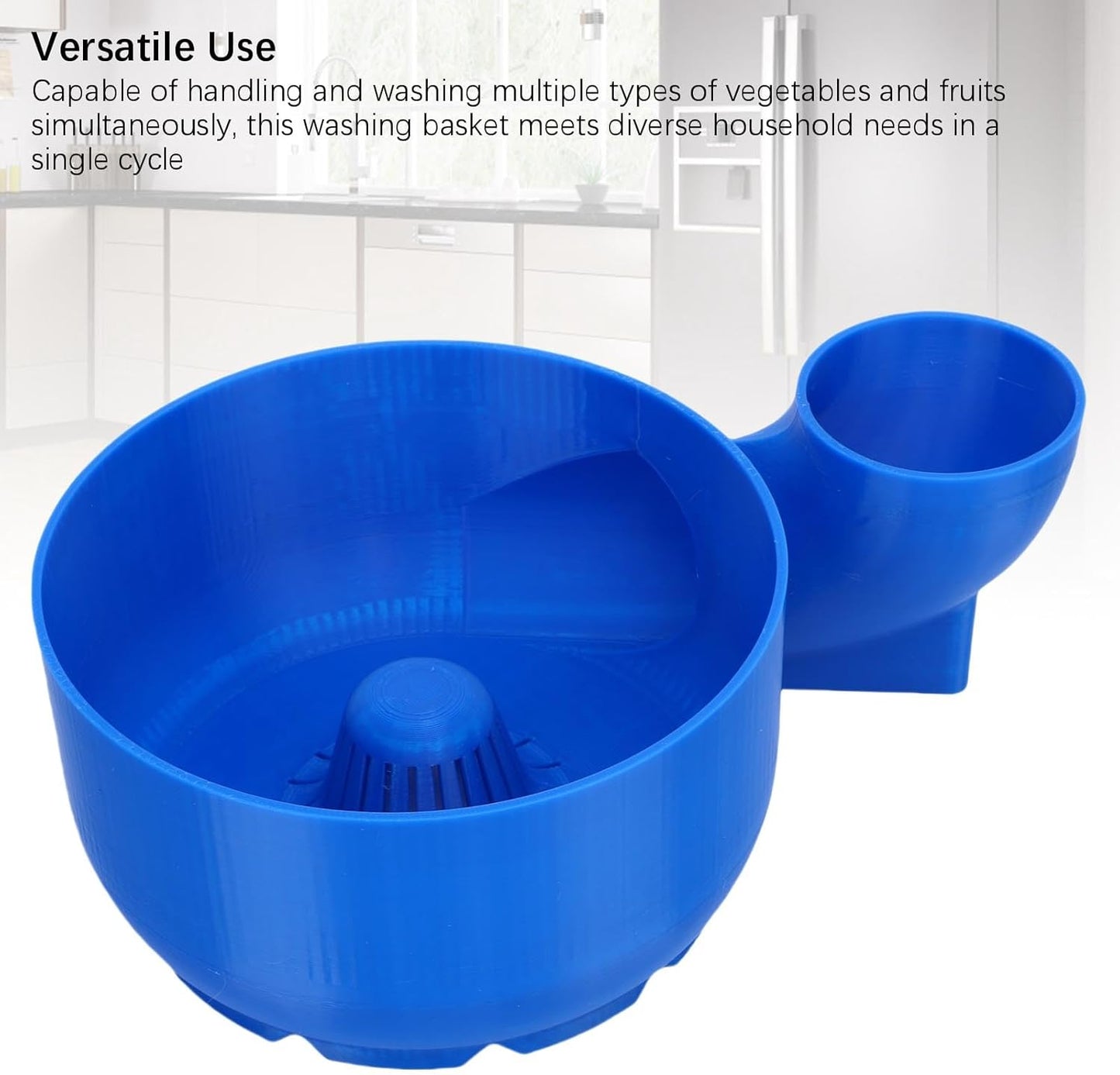 Fruit Washer Bowl, Automatic Vegetable Cleaner Spinner Basket with Drain System ABS Kitchen Produce Washing Container for Fruits Vegetables (Blue)