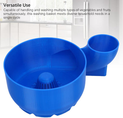 Fruit Washer Bowl, Automatic Vegetable Cleaner Spinner Basket with Drain System ABS Kitchen Produce Washing Container for Fruits Vegetables (Blue)