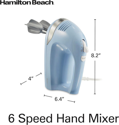Hamilton Beach 6-Speed Electric Hand Mixer with Whisk, Dough Hooks and Easy Clean Beaters, Powerful 275 Watt Motor, Snap-On Storage Case, Black