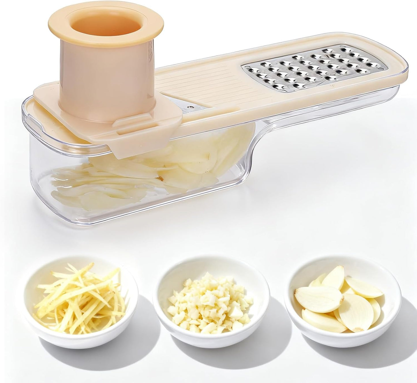Palksky Garlic Mandolines Slicer Super Thin, 3 in 1 Multifunctional Garlics Grinder with Shredder Grinder Slicer, Portable Garlic Chopper, Kitchen Gadgets 1PCS