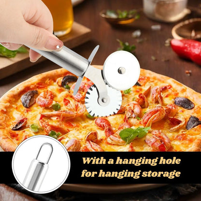 5 Wheel Pastry Cutter, Stainless Pizza Slicer, with1 Pc Double Wheel Cutter, Expandable Dough, Multi-Round Pastry Knife Baking Roller Cookie Dough Divider