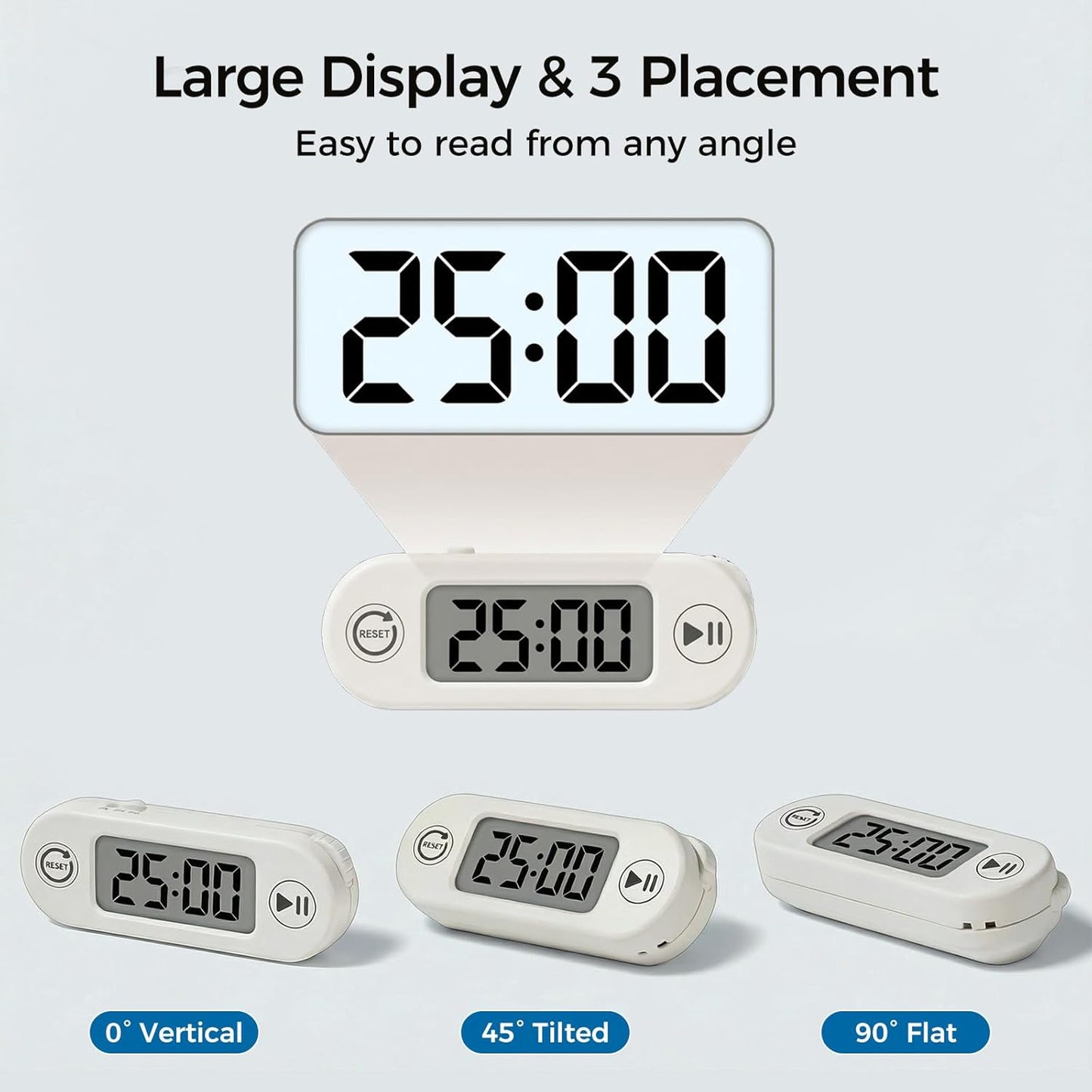 Digital Timer for Kids, Countdown Timer with Rotary Knob, Silent & Sound Modes, Large Display, Easy Reset for Kitchen, Cooking, Egg, Classroom, Teacher, Exercise, Study