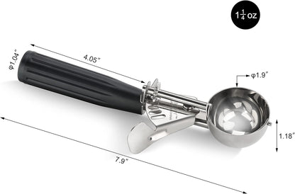 New Star Foodservice 34745 Commercial-Grade Thumb Press Food Disher/Ice Cream Scoop, 18/8 Stainless Steel, 4.67 oz, Size 6, White
