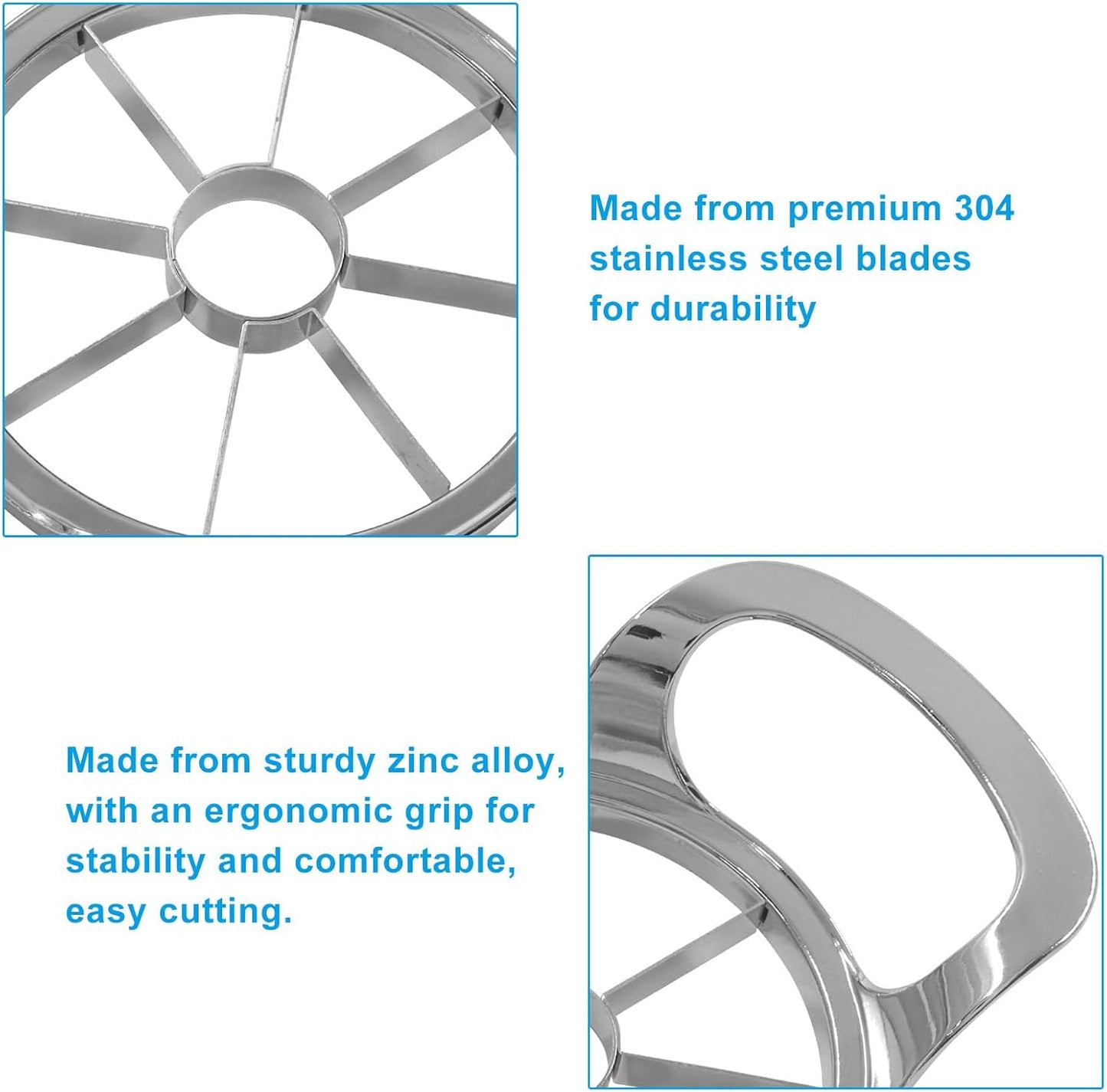 8-Blade Extra Large Apple Slicer, Heavy Duty Apple Cutter Stainless Steel Apple Corer, Sharp Fruit Divider Easy to Use for Kitchen/Home Cooks