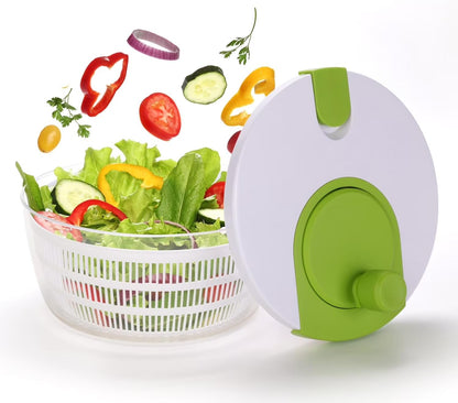 4qt Salad Spinner Vegetable Dryer, Green Glaze, Height 6.54in, Weight 1.55lb, BPA free