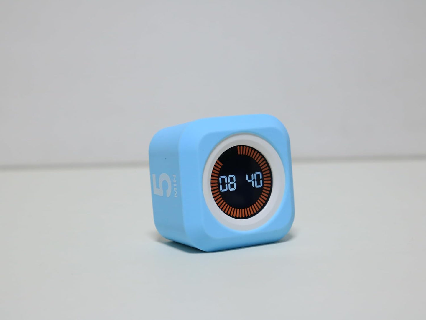 Rotating Cube Pomodoro Visual Timer 5, 25, 10 50 Minutes Preset, Rechargeable Desk Productivity Flip Custom Countdown Timer w/Silicone Cover, Silent Mode for ADHD Study, Work, School(Orange)