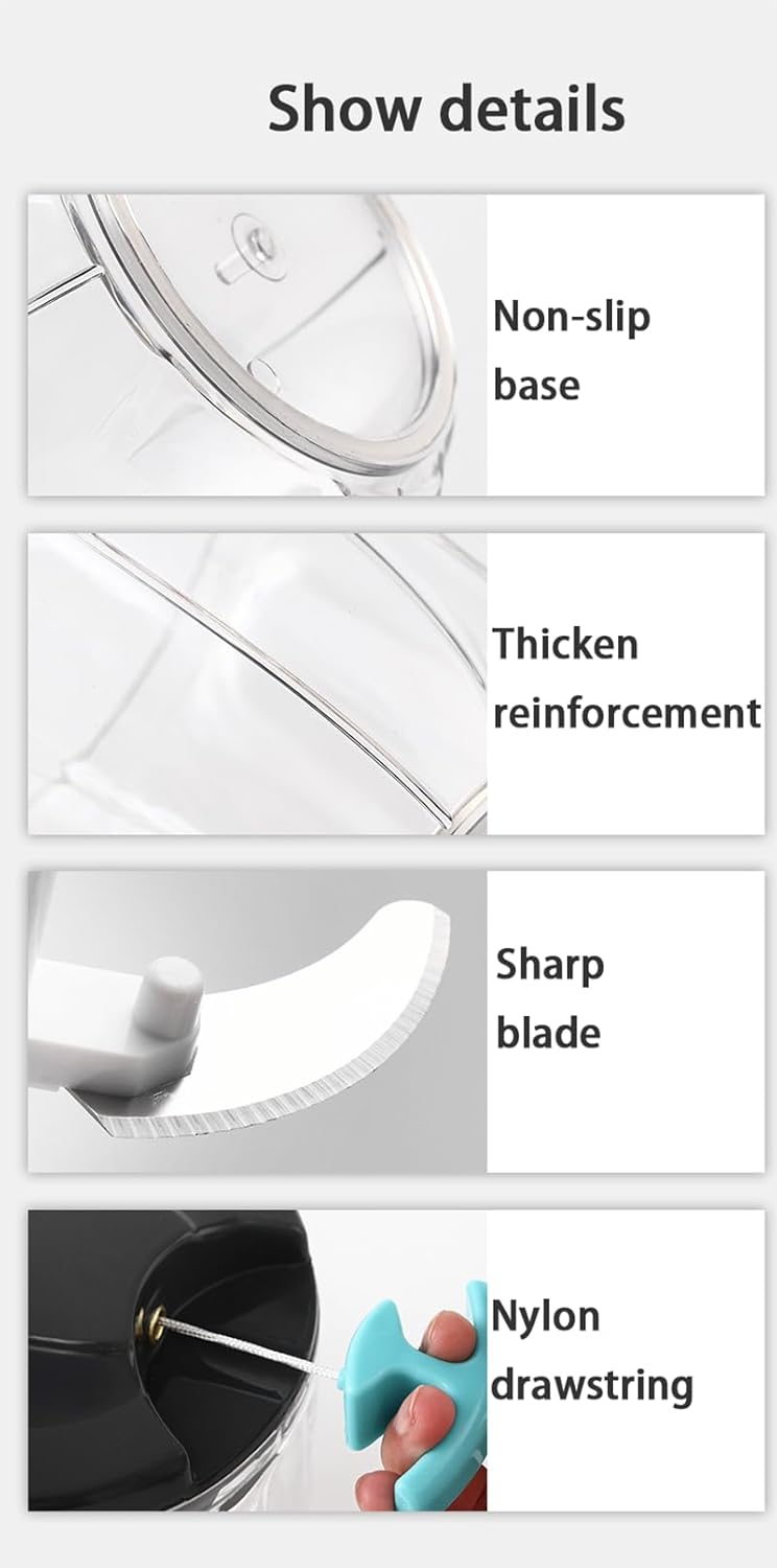 Manual Food Chopper Vegetable Processor, Portable Hand Pull String Garlic Mincer Onion Cutter for Veggies, Ginger, Fruits, Nuts Kitchen Cooking, Herbs, etc., 500ml, Kitchen Cooking Tool