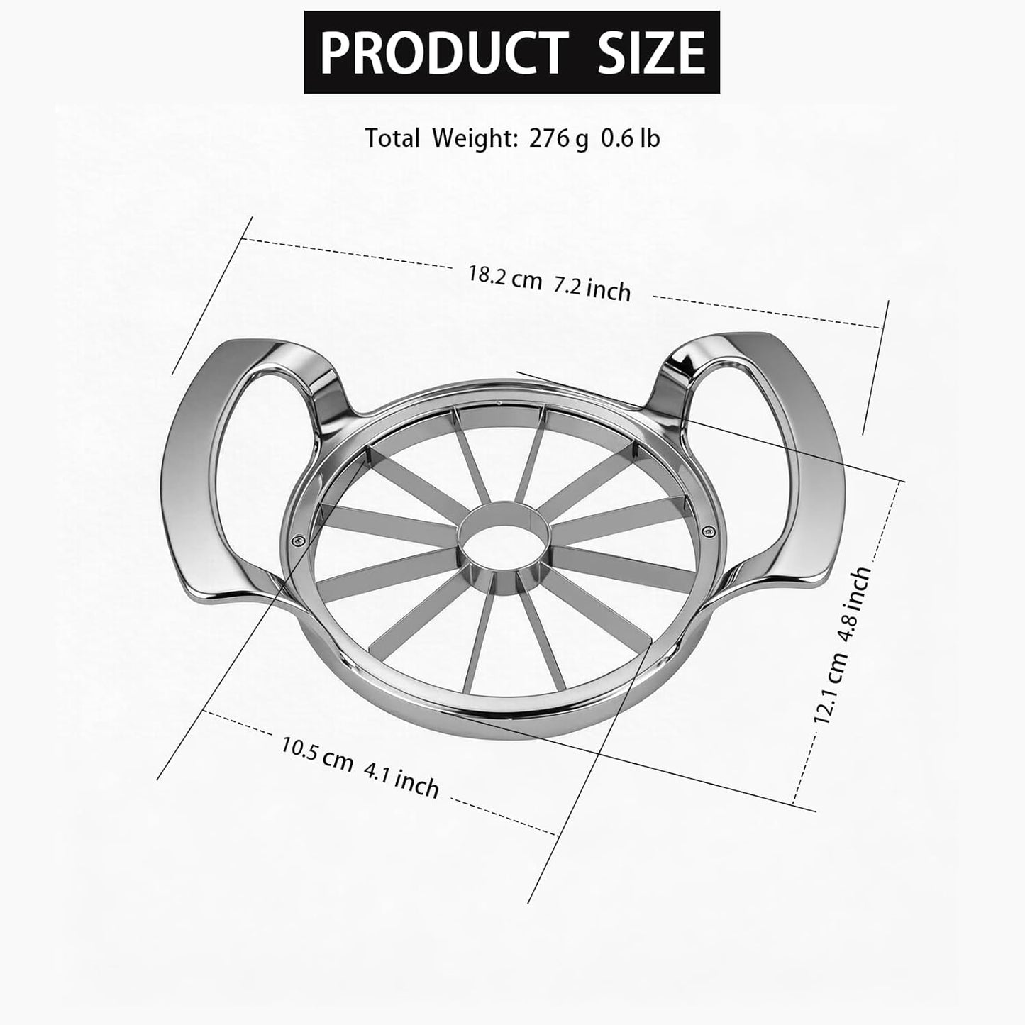 Apple Slicer and Corer, Heavy-Duty Stainless Steel Apple Cutter with 5" Large Opening, Professional 12-Blade Slicer, Dishwasher Safe