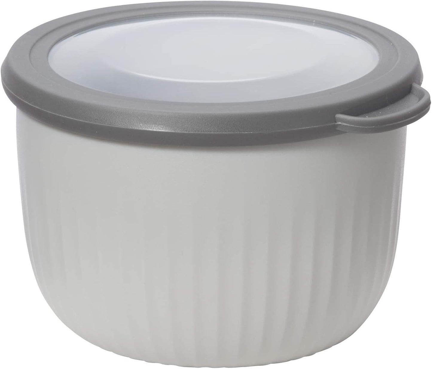 Oggi Prep, Store & Serve Plastic Bowl w/See-Thru Lid- Dishwasher, Microwave & Freezer Safe, (4 qt) White/Aqua