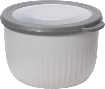 Oggi Prep, Store & Serve Plastic Bowl w/See-Thru Lid- Dishwasher, Microwave & Freezer Safe, (4 qt) White/Aqua
