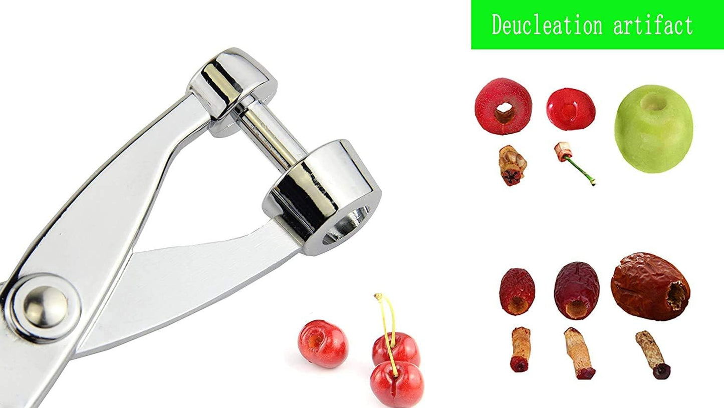 Cherry Pitter Remover, Heavy Duty Zinc Alloy Cherry Stoner - Silver