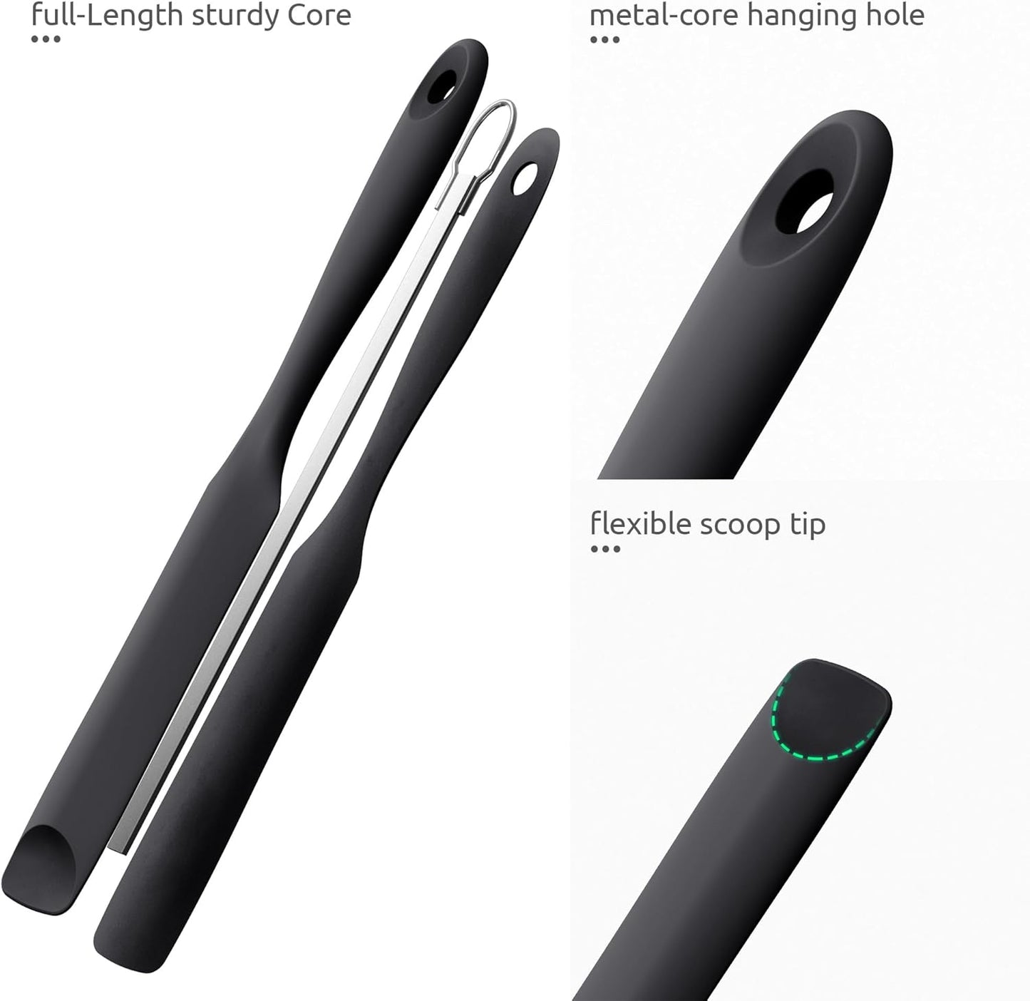 U-Taste Skinny Silicone Jar Spatula: 600ºF Heat-Resistant Food-Grade 10in Long Narrow Sourdough Stirring Stick, Seamless Flexible Peanut Butter Spreader for Scraping Icing Bread Cream, Jam (Aqua Sky)