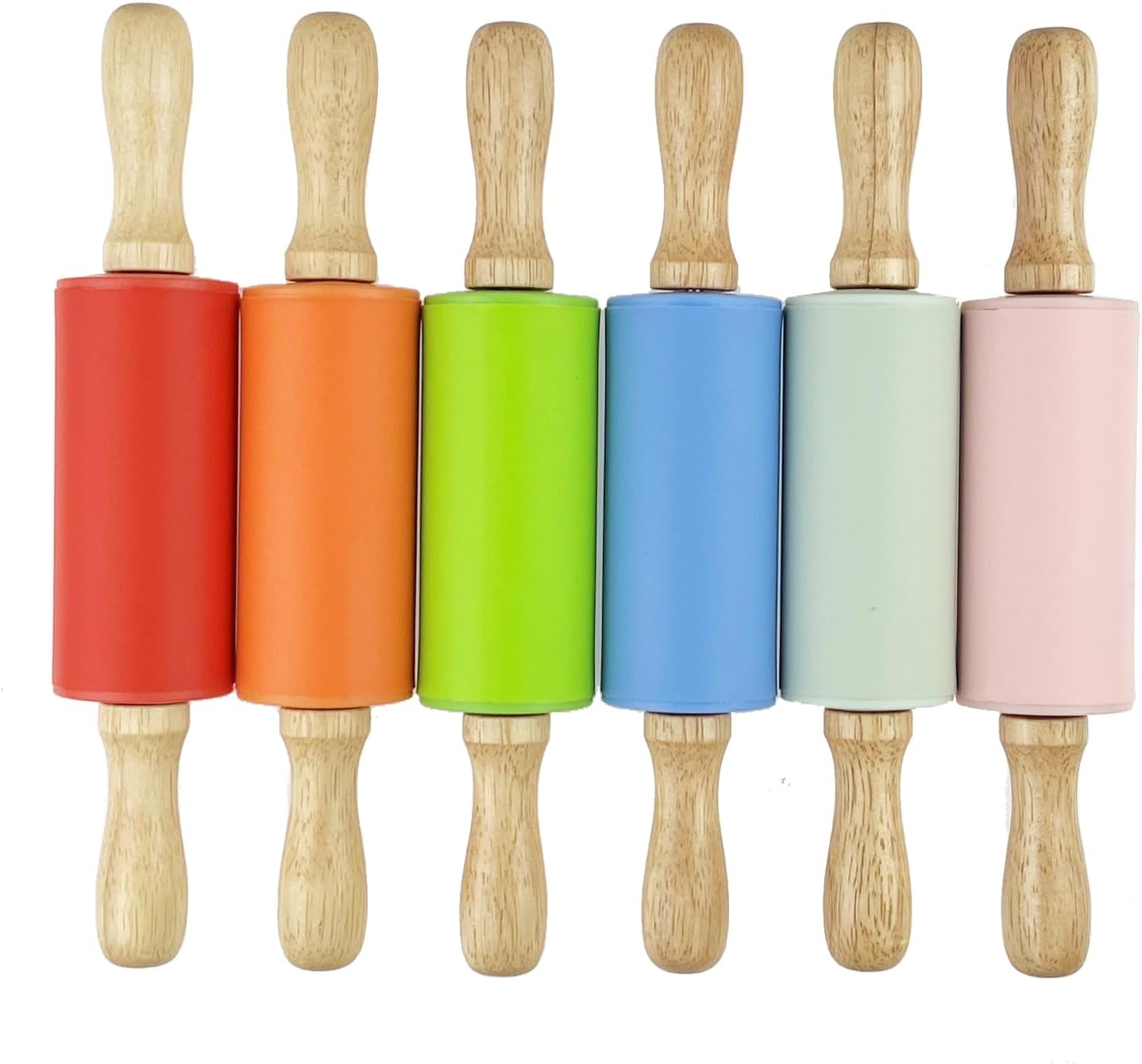 6 Pack Mini Small Rolling Pin for Kids, Kids Rolling Pin Wooden Handle (9 Inch)
