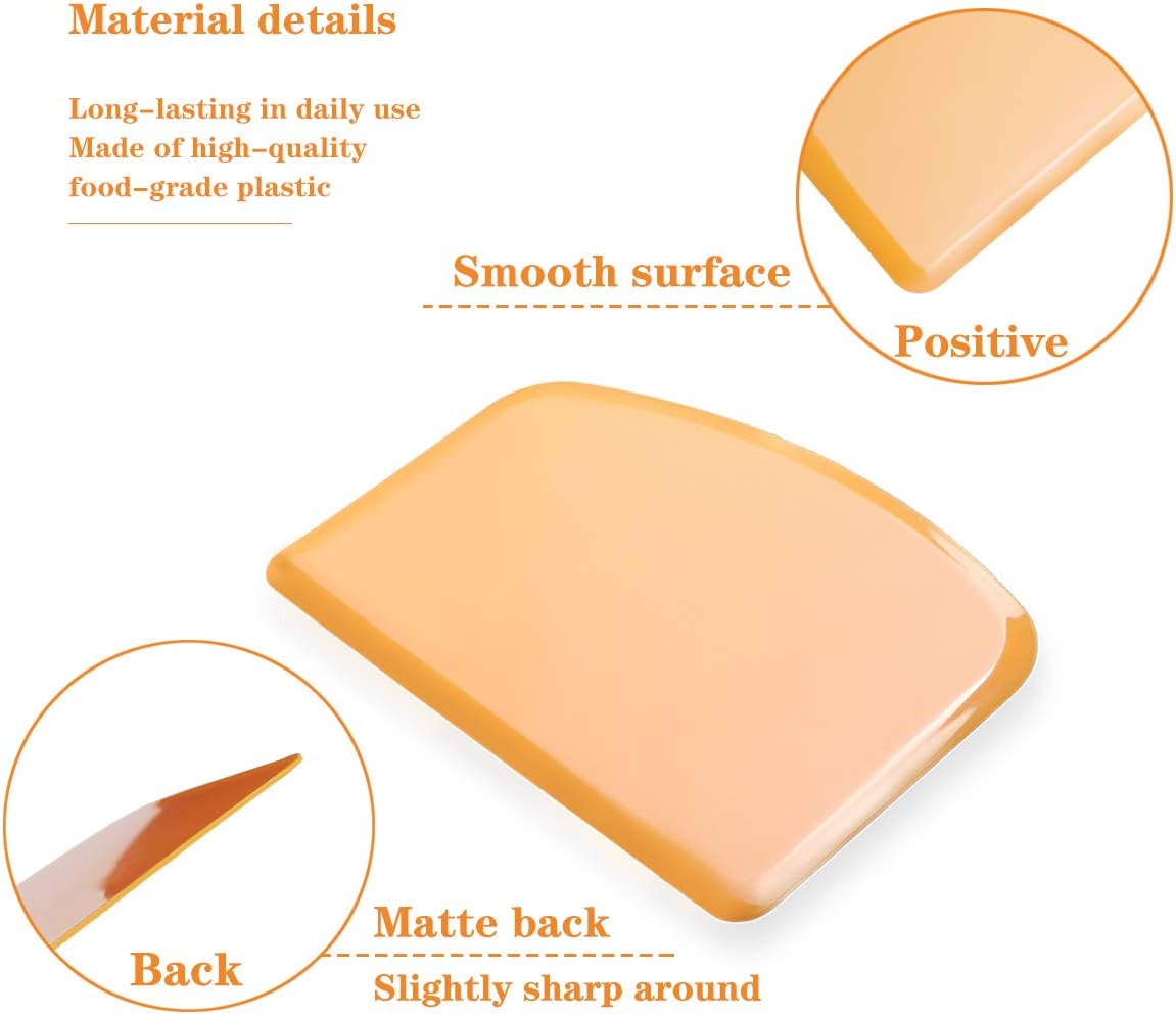 DOERDO Flexible Food Safe Plastic Dough Scraper,for Food Cutting and Cleaning,Multipurpose Food Scrappers(White,3PCS)