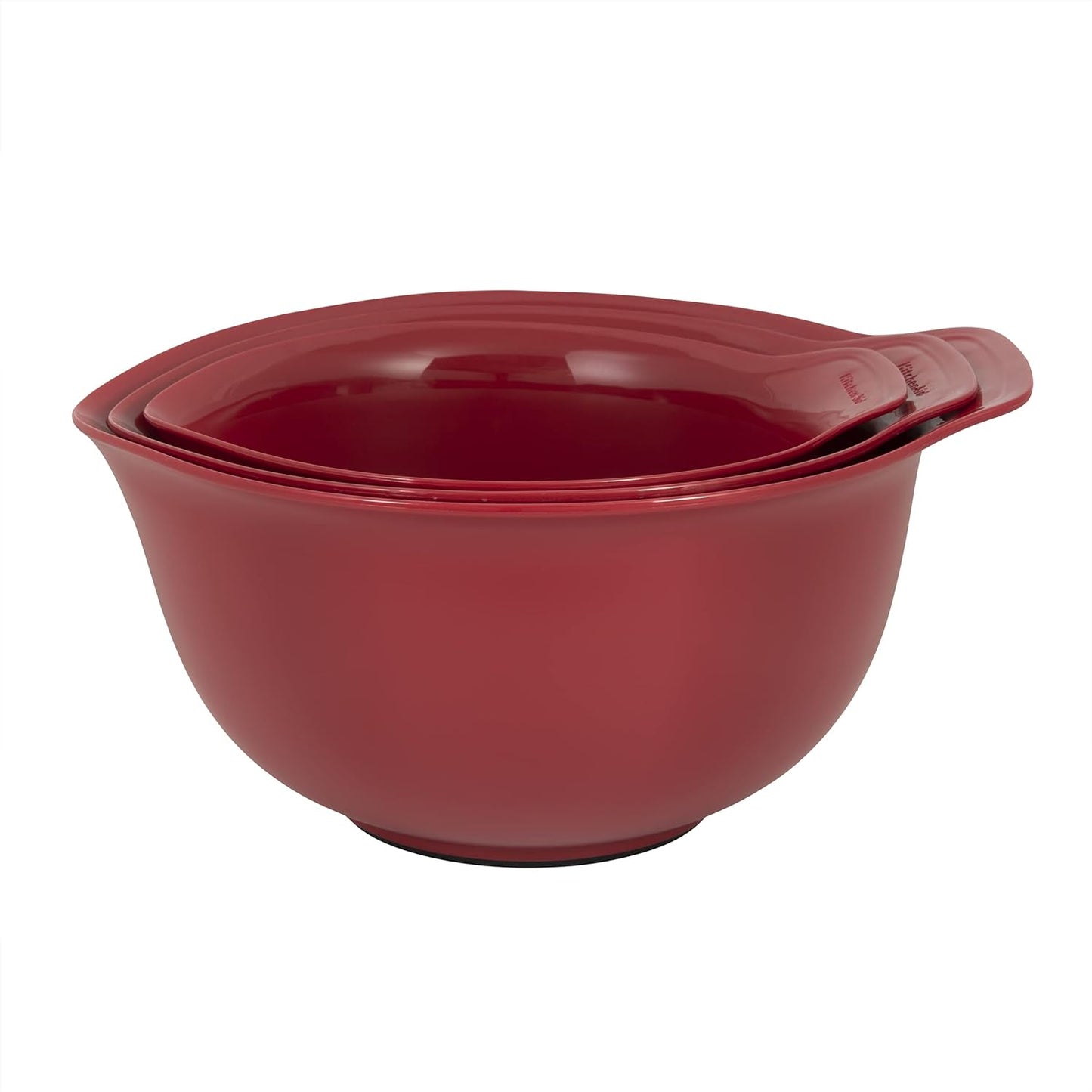 KitchenAid Universal Nesting Plastic Mixing Bowls, Set Of 3, 2.5 quart, 3.5 quart, 4.5 quart, Non Slip Base with Easy Pour Spout to Reduce Mess, Dishwasher Safe, Aqua Sky, White, Gray