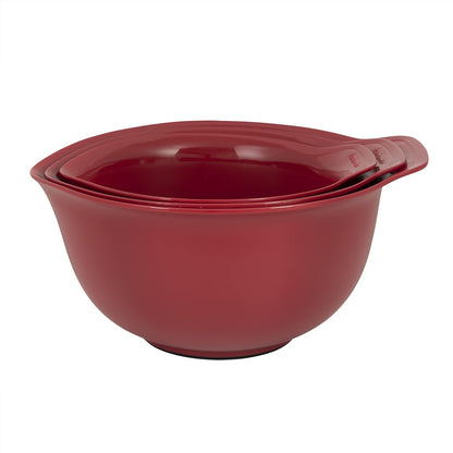 KitchenAid Universal Nesting Plastic Mixing Bowls, Set Of 3, 2.5 quart, 3.5 quart, 4.5 quart, Non Slip Base with Easy Pour Spout to Reduce Mess, Dishwasher Safe, Aqua Sky, White, Gray