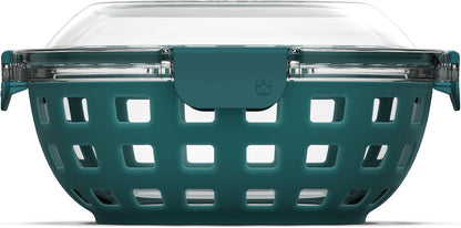 Ello DuraGlass Food Storage Glass Lunch Bowl - Meal Prep Container with Silicone Sleeve and Airtight Lid, 5 Cup, Yucca