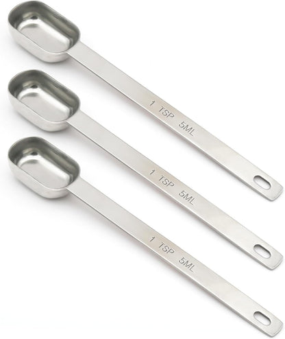 2PCS 1/4tsp (1.25ml) Single Measuring Spoon, Stainless Steel Long Handle Individual Teaspoons Only