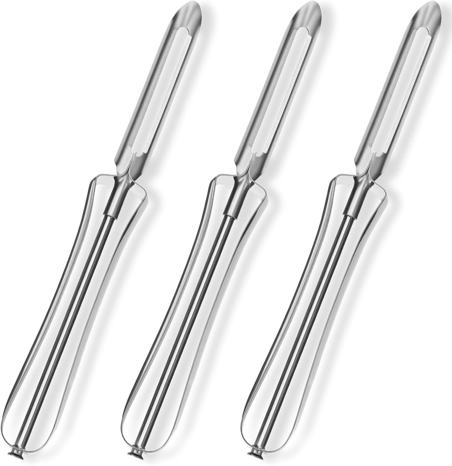 3 Pack Stainless Steel Vegetable Peeler, Stainless Steel Potato Peelers with Swivel Blade & Ergonomic Handle, Metal Potatoes Peeler for Vegetables, Fruits, Dishwasher Safe