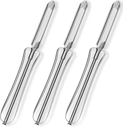 3 Pack Stainless Steel Vegetable Peeler, Stainless Steel Potato Peelers with Swivel Blade & Ergonomic Handle, Metal Potatoes Peeler for Vegetables, Fruits, Dishwasher Safe