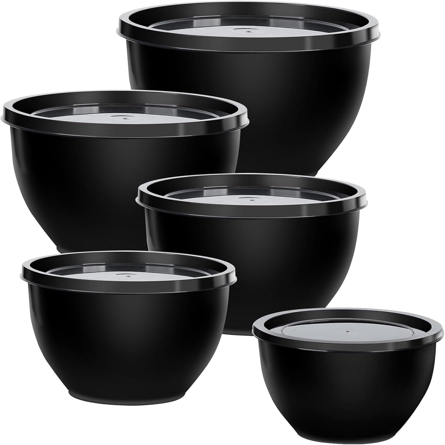 Greentainer Plastic Mixing Bowls with Lids Set for Kitchen, 5 Set Nesting Bowls for Mixing, Baking, Prepping, Cooking and Serving Food, Mixing Bowls Dishwasher, Microwave Safe