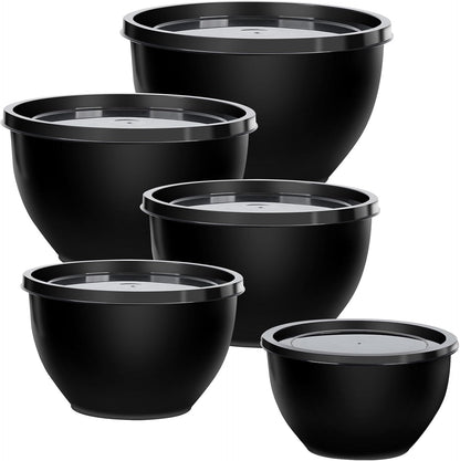 Greentainer Plastic Mixing Bowls with Lids Set for Kitchen, 5 Set Nesting Bowls for Mixing, Baking, Prepping, Cooking and Serving Food, Mixing Bowls Dishwasher, Microwave Safe