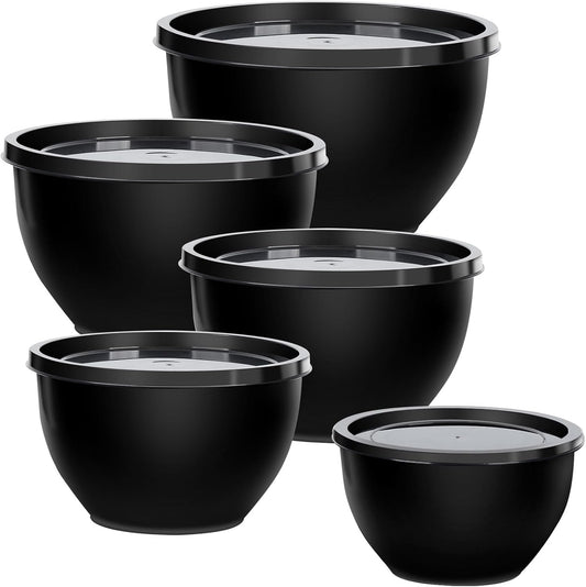 Greentainer Plastic Mixing Bowls with Lids Set for Kitchen, 5 Set Nesting Bowls for Mixing, Baking, Prepping, Cooking and Serving Food, Mixing Bowls Dishwasher, Microwave Safe