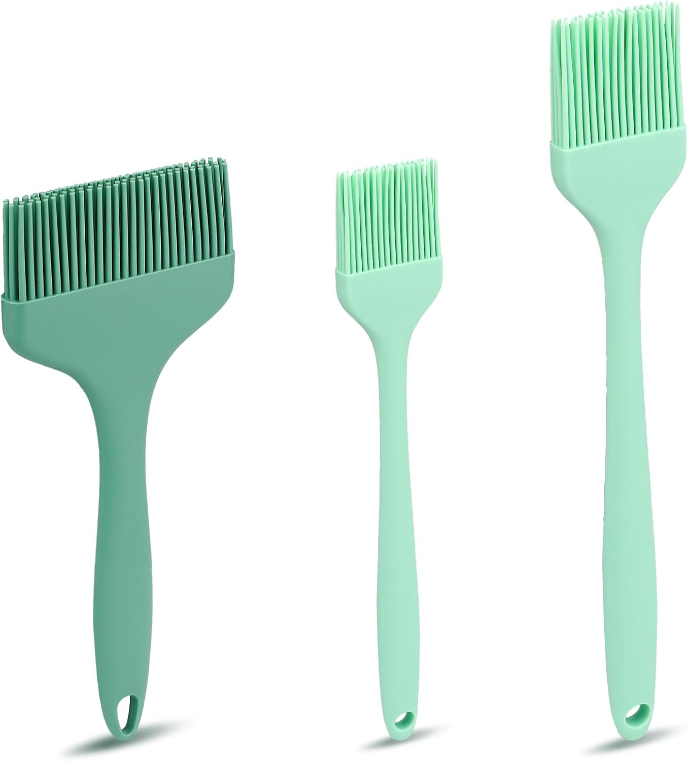 LELE LIFE 3 Sizes Silicone Basting Brush, Extra Large Heat Resistant Pastry Brush Spread Oil Butter Sauce Marinade for BBQ Grilling Baking Kitchen Food Cooking (Green)