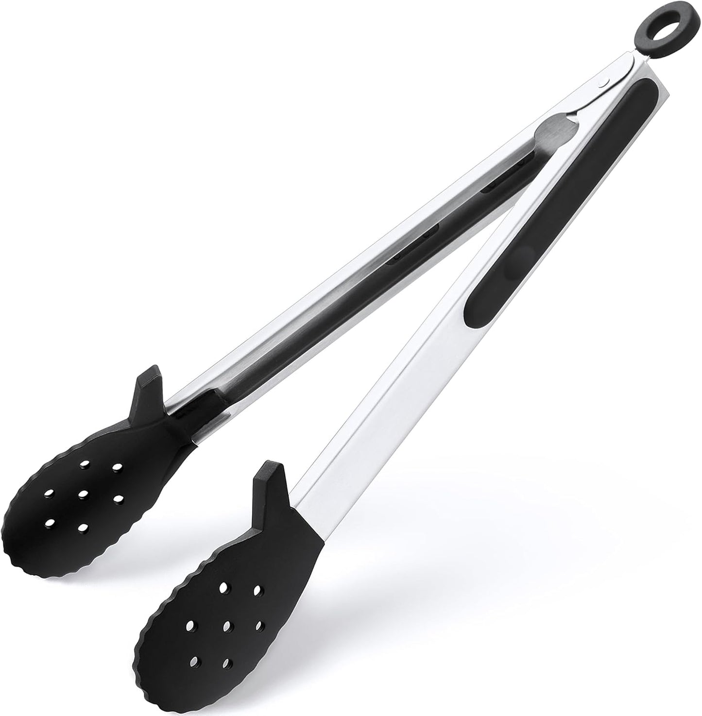 4 PCS Kitchen Tongs with Silicone Tips, 9 & 12-Inch Heat Resistant Silicone Tongs for Cooking Stainless Steel Spaghetti Tong Pasta Tong for Serving Food, Spaghetti, Pasta, BBQ, Salad (4PCS)