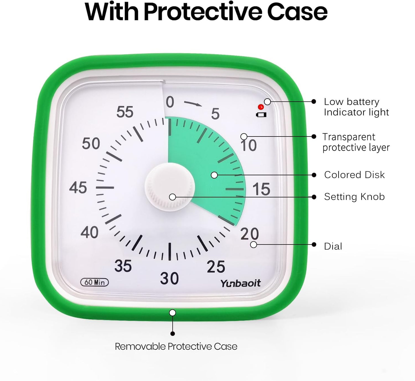 Yunbaoit Visual Timer with Protective Case, Rainbow Disk 60 Minute Countdown Timer for Kids and Adults, Silent Time Management Tool(Blue Rainbow)