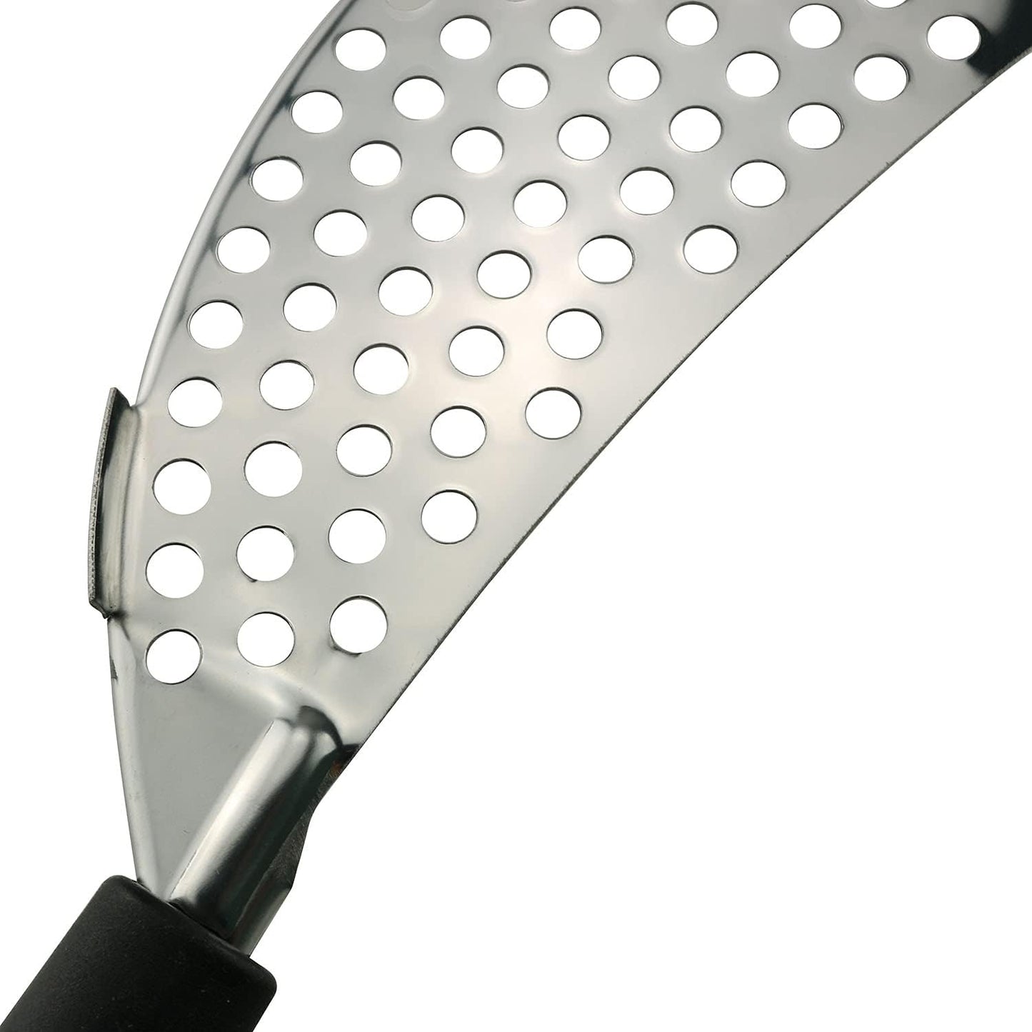 Tegg Crescent Pot Strainer Stainless Steel Grease Pasta Strainer Insert Drainer with Handheld for Different Pot Pan Kitchen Tool