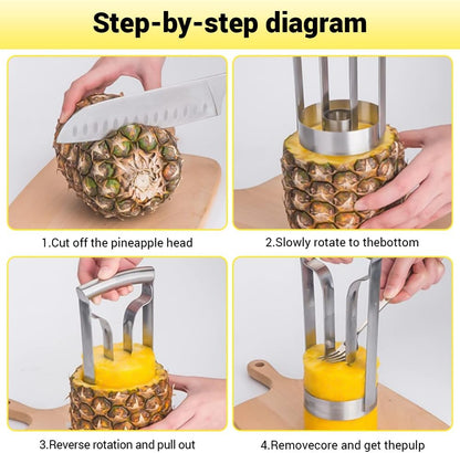 Kitchen Pineapple Peeler Corer, Stainless Steel Cutter Fruit Slicer Core Remover Spiral Easy Tool for Homemade Camp Restaurant Hotel 3inch