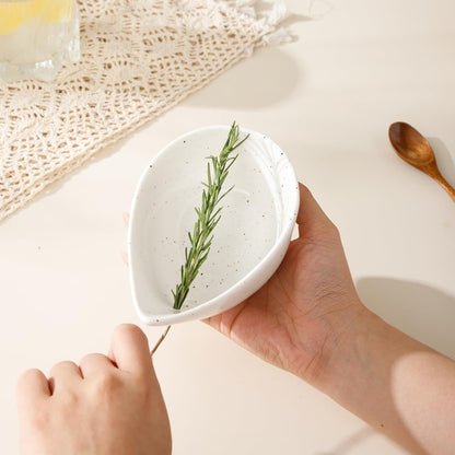 Herb Stripper Bowl, Ceramic Herb Peeling Bowl, Kitchen Herbs Leaf Stripping Tool, Pottery Herb Peeler for Kale, Thyme, Basil, Rosemary Stripper (White)