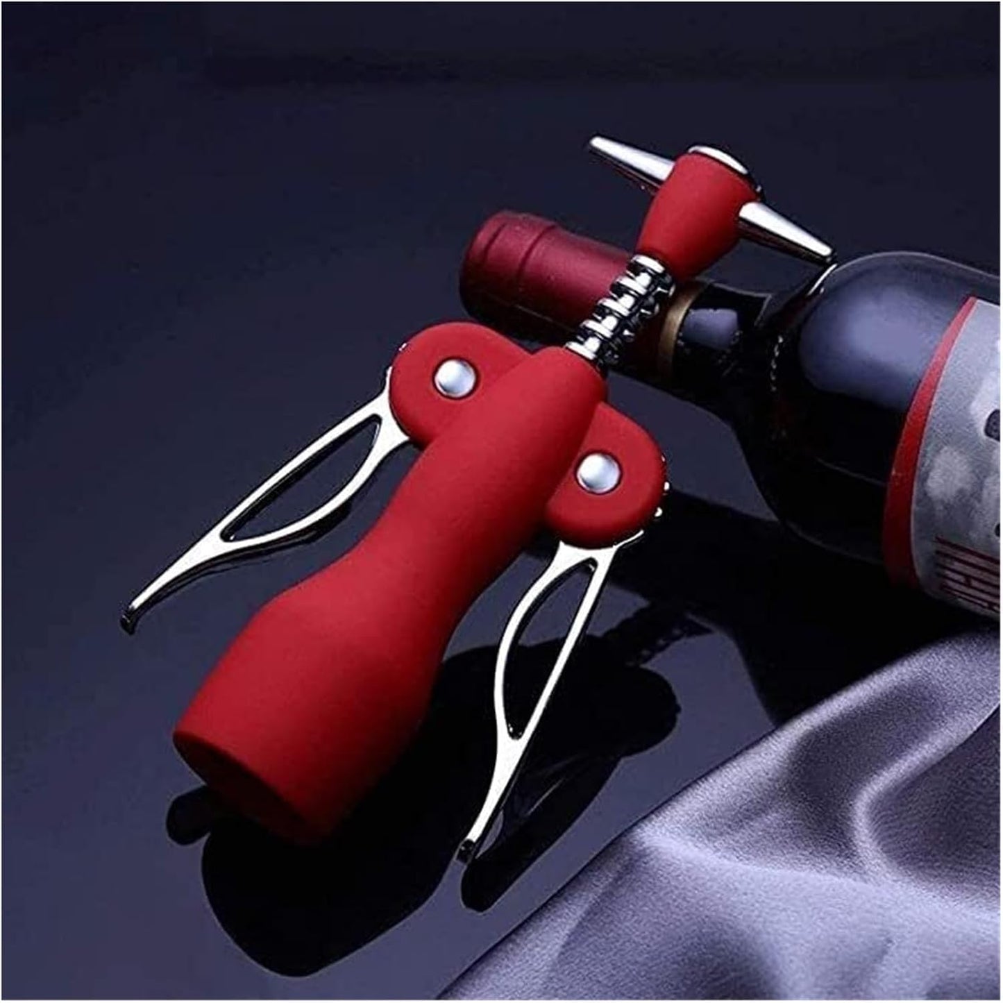 Wing Corkscrew for Red Wine Beer, Corkscrew by-Sandalwood All-in-one Bottle Opener and Foil Cutter