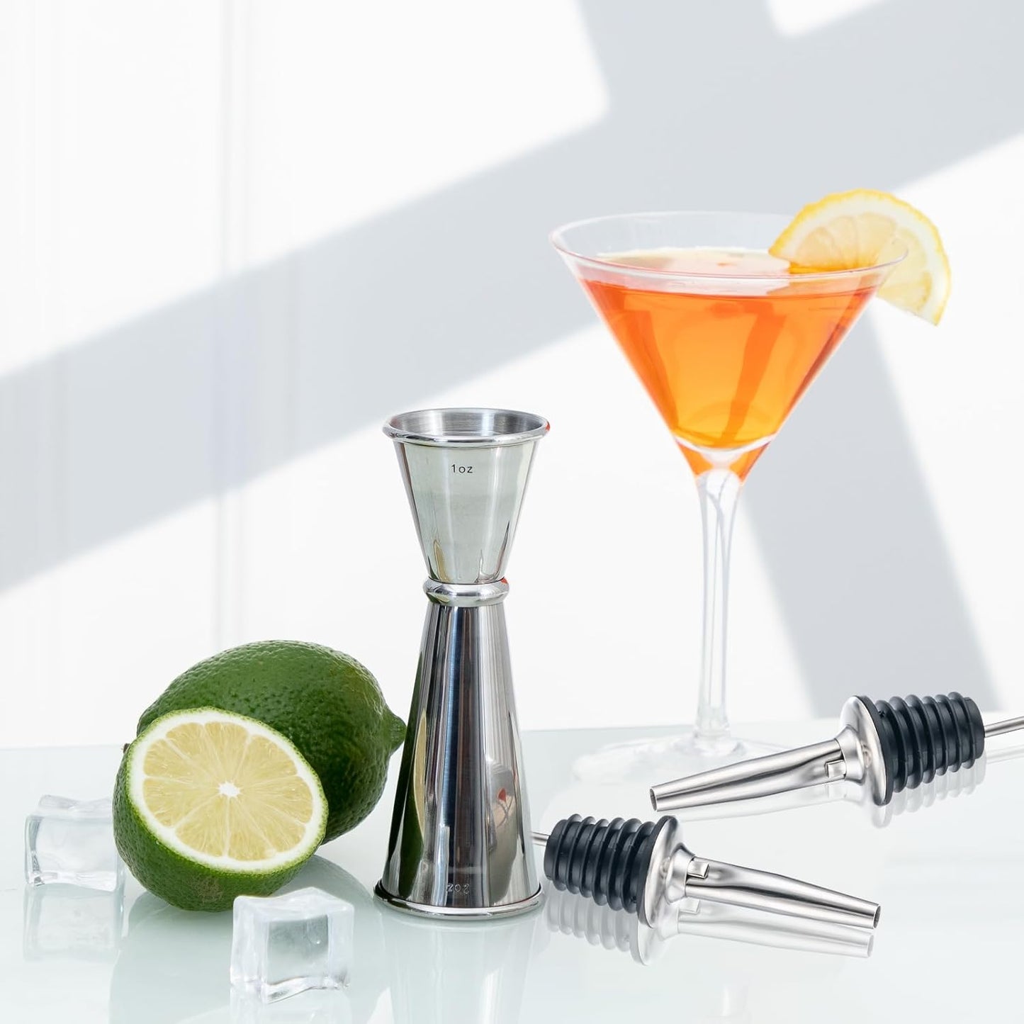 Briout Jigger for Bartending, Double Cocktail Jigger Japanese Premium 304 Stainless Steel Jigger 2 OZ 1 OZ with Measurements Inside
