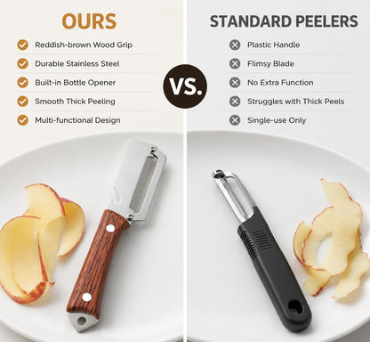 2026 New Upgrade Multifunctional Stainless Steel Vegetable Peeler with Built-In Bottle Opener Kitchen Gadget for Peeling Potato, Carrot, Pumpkin, and Fruit (2pcs)