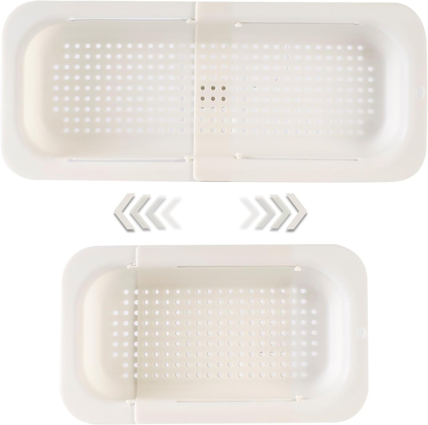 Extendable Sink Colander Strainer Basket - Wash Vegetables and Fruits, Drain Cooked Pasta and Dry Dishes - Adjustable Over the Sink Colander Collapsible Drainer Basket -Gray