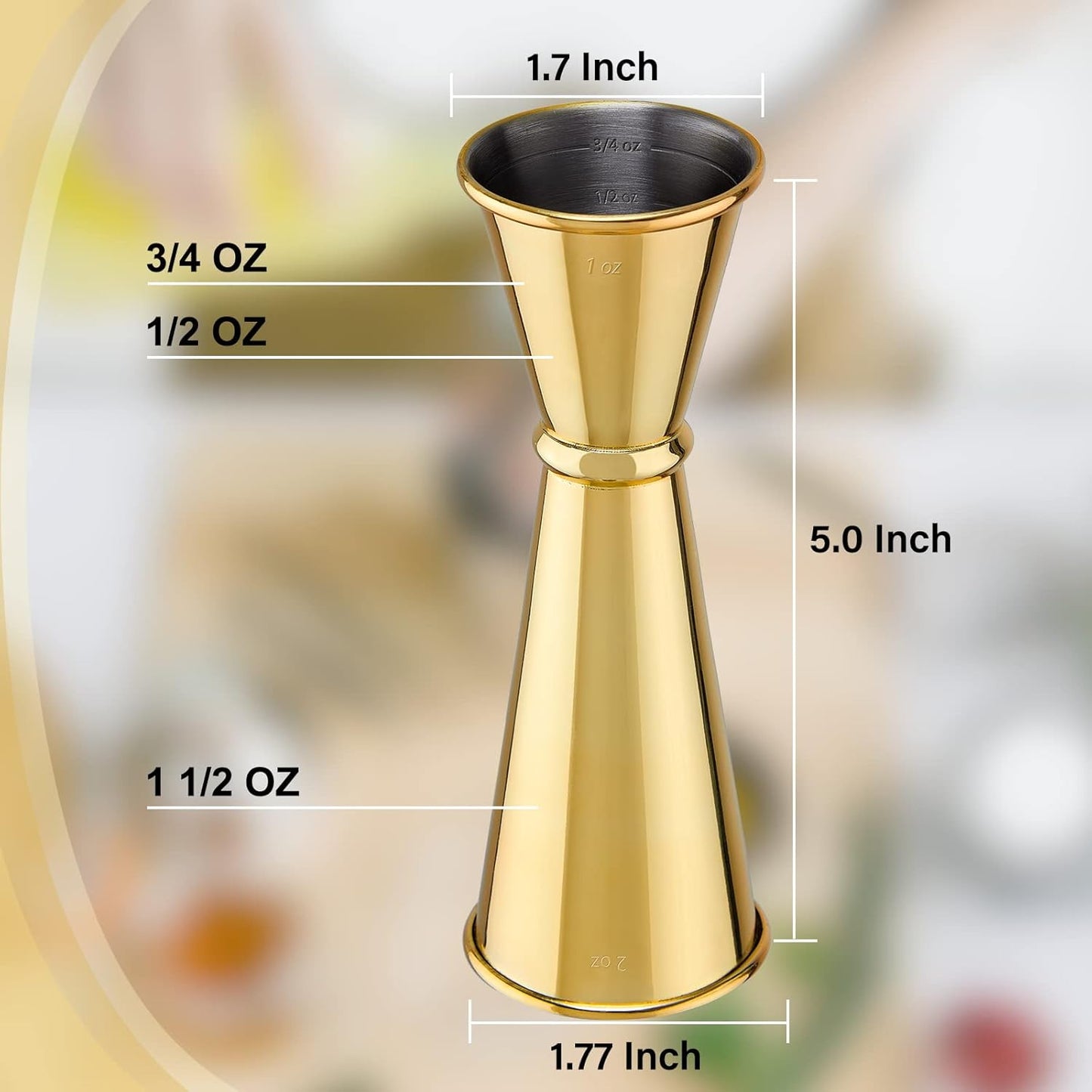 Briout Jigger for Bartending, Double Cocktail Jigger Japanese Premium 304 Stainless Steel Jigger 2 OZ 1 OZ with Measurements Inside