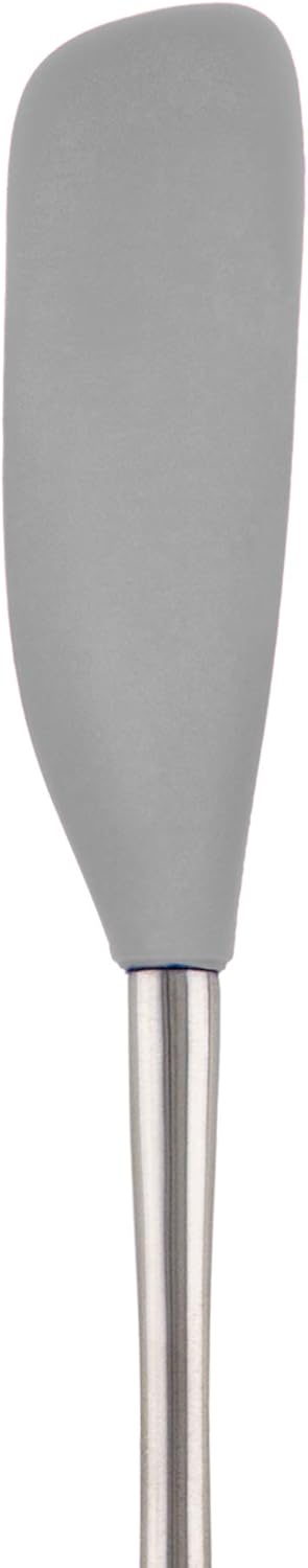 Tovolo Flex Core Silicone Spatula Spoonula Set of 2 for Non Stick Cast Iron Cooking & Baking, Dishwasher Safe Heat Resistant BPA Free Long Stainless Steel Handle Kitchen Utensil, Charcoal Gray