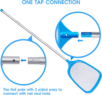 TidyMister Hot Tub Skimmer Spa Net with 12'' Aluminum Pole Ultra Fine Mesh Net Handy Leaf Skimmer for Small Above Ground Pools Pick Up Fine Debris Lightweight Net