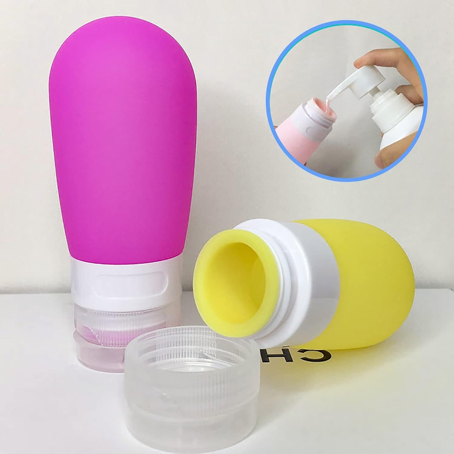 4-Pack Squeeze Salad Dressing Bottles, Leak Proof Food Storage Sauce Bottles Sauce Bottles, Portable Small Salad Dressing Containers,Food-grade Silicone- 4 Colors(1.3oz and 2 oz)