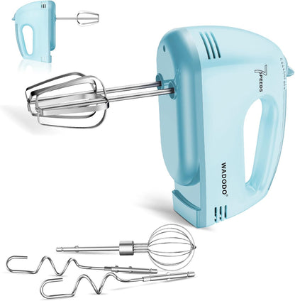WADODO 7-Speed Electric Hand Mixer – Portable Food Mixer Kitchen Mixer with 304 *(1x Whisk, 2x Beater, 2x Dough hook) for Baking Cakes, Cream, Cookies, Light Pink