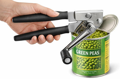 Commercial Can Opener Manual Heavy Duty, Hand Crank Can Opener, Large Handheld Can Opener Easy for Big Cans, Swing Grip Design, Manual Can Opener with Comfortable Easy Crank Handle,Black