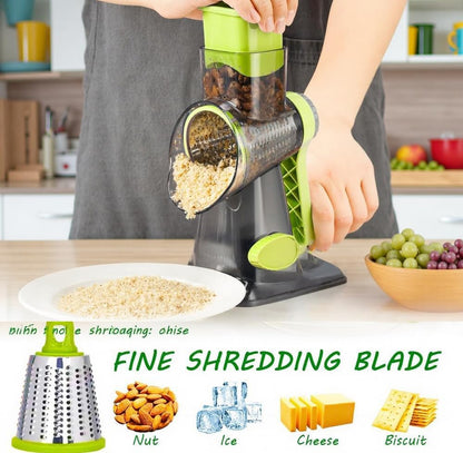 Cheese Grater with Handle, Multifunctional Manual Rotary Cheese Grater - Cheese Shredder Easily Chop Carrots, Potatoes, Vegetables and Fruits and Easy to Clean