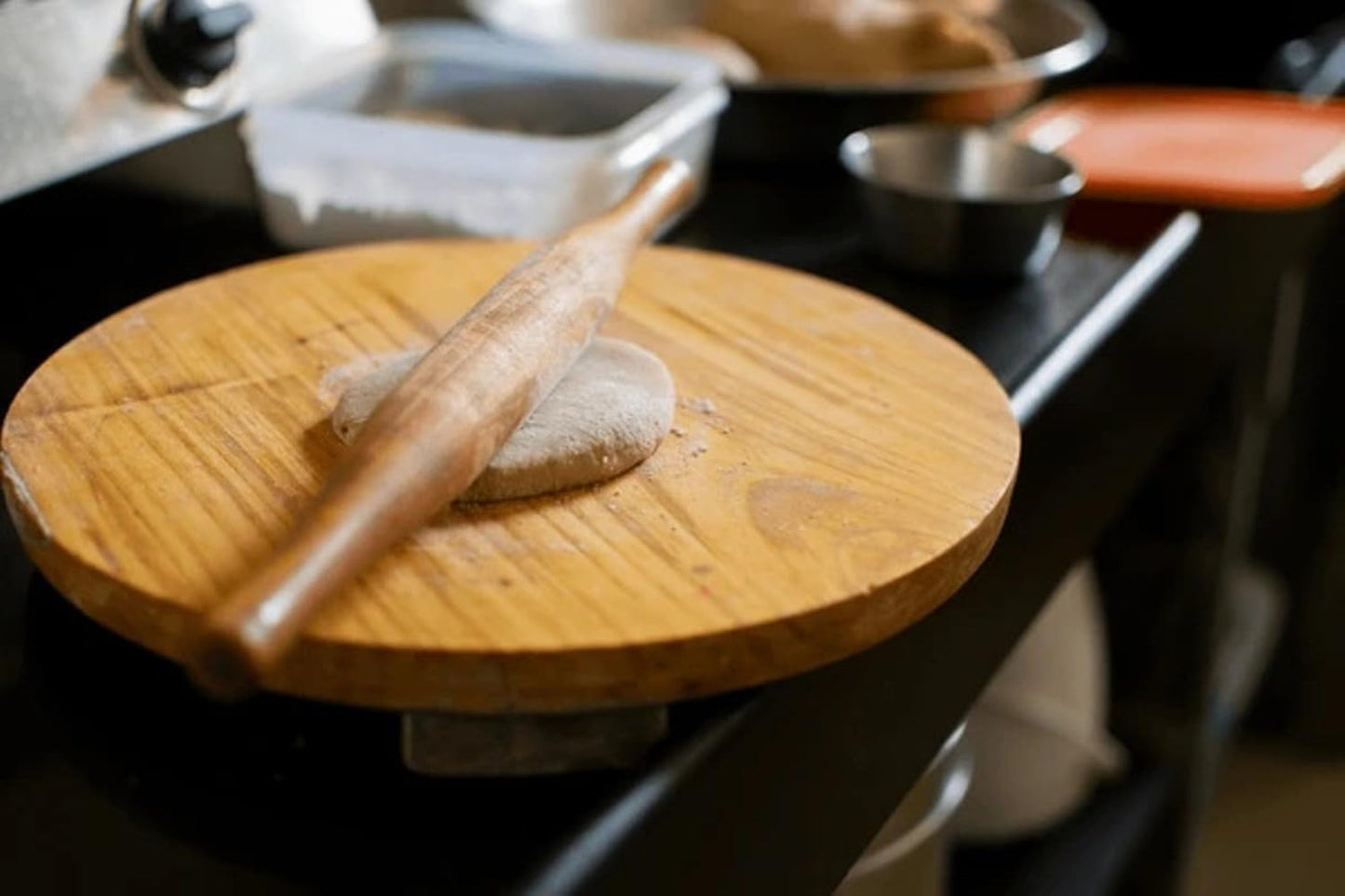 Natural Wooden Non-Stick Rolling Pin for Baking – Perfect for Pie, Cookies,Fondant, PIzza, Pastry Dumpling & Roti-Poori | Classic Belan for Dough Rolling |14 Inches