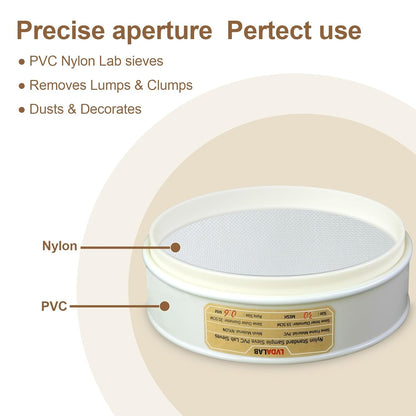 PVC Nylon Lab Sieve 80 Mesh(0.2mm), LVDALAB 7.9Inch(20cm) Diameter Sample Sifter Strainer for Industrial Lab Home
