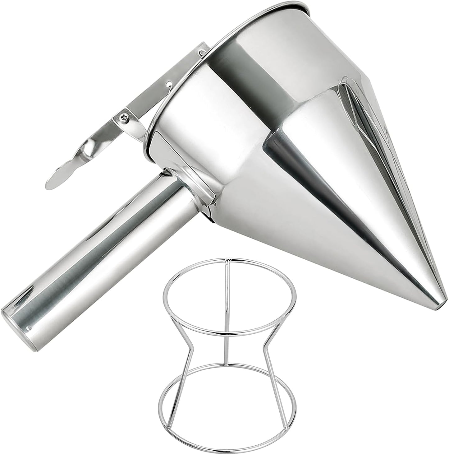 MAOPINER 1200ML 40.5OZ Stainless Steel Pancake Batter Dispenser, Piston Funnel Cake Maker Dispenser, Commercial Chocolate Confectionery Funnel with Stand for Takoyaki and Baking