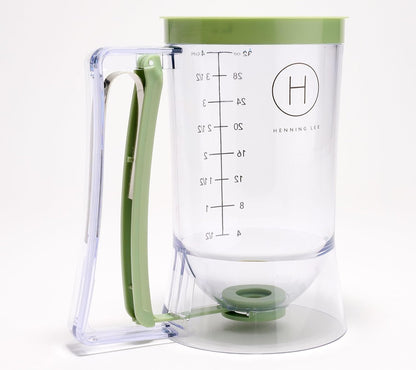 Henning Lee 4-Cup Precision Kitchen Batter Dispenser- Perfect for Pancakes, Cupcakes, Waffles & Crepes (Blue)