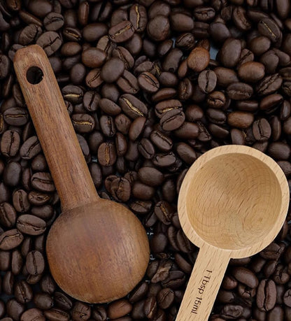 Beech Wooden Coffee Scoop - 15ml Tablespoon Measuring Spoon for Coffee Grounds, Whole Beans, or Tea - Home Kitchen Accessories (1 Pack)